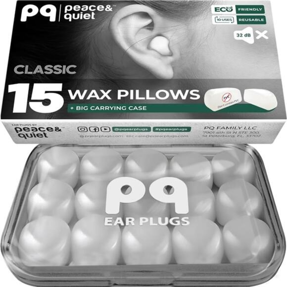 Wax Ear Plugs for Sleeping, Swimming - 15 Soft Noise Cancelling Silicone Gel - Picture 1 of 7